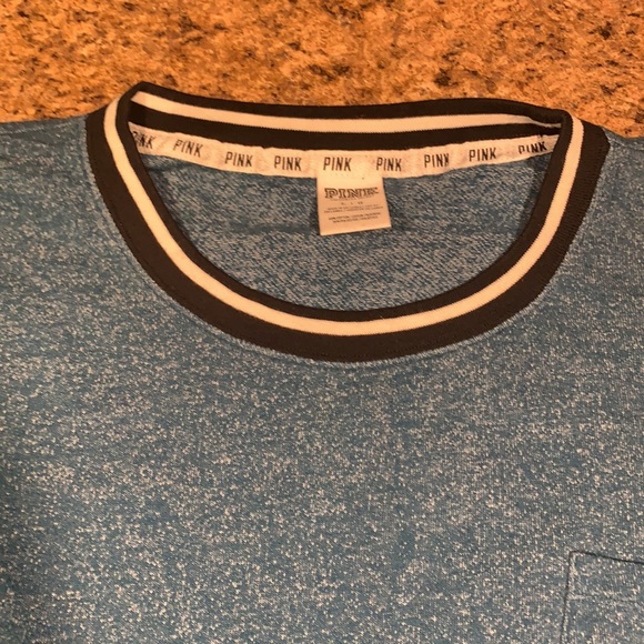 EUC VICTORIA SECRET PINK VARSITY PULLOVER SWEATSHIRT LARGE MARL BLUE - Picture 5 of 6